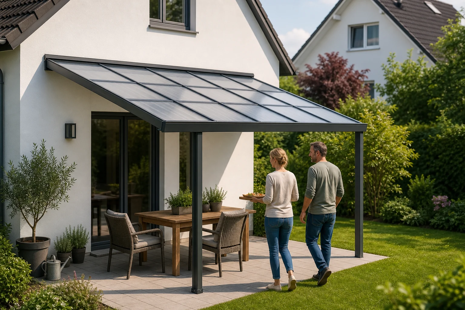 Aluminium-Terrassendach mit Polycarbonat-Stegplatten